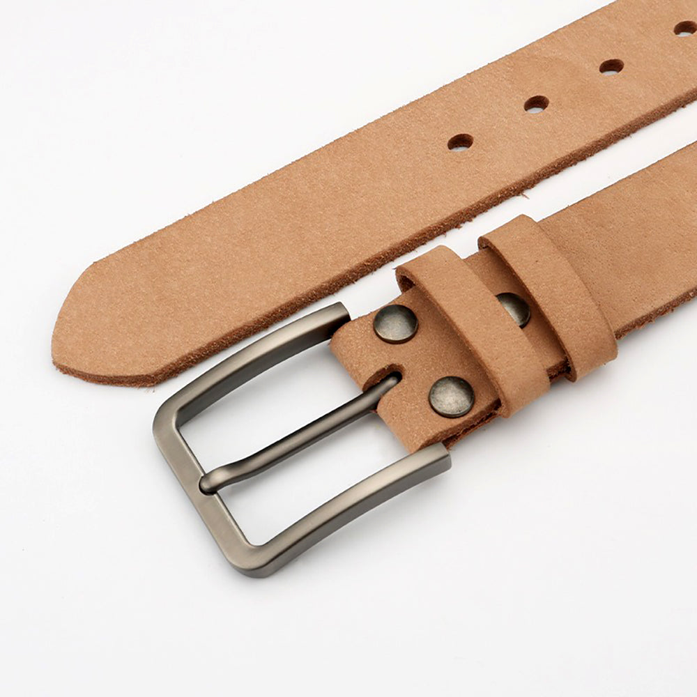 Men's Genuine Leather Belt Full Grain Cowhide Belt with Detachable Buckle (110cm)