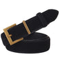 Women's Genuine Suede Leather Belt Classic Pin Buckle Cowhide Belts (Black)