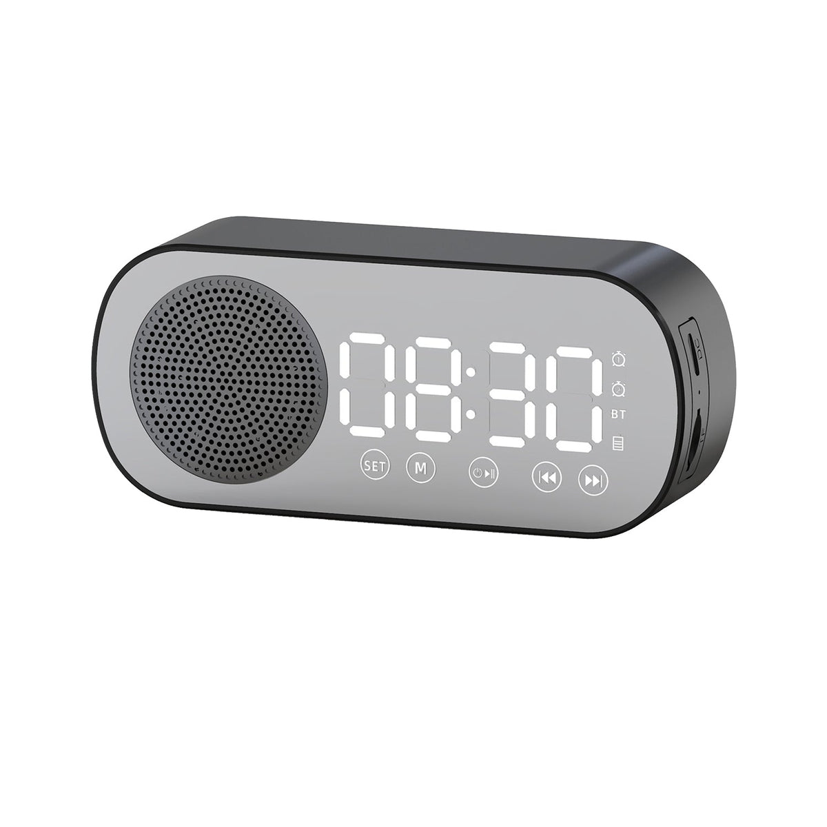 Wireless Bluetooth Speaker Alarm Clock Music Radio Player Timer Hands-Free Calling (Black)