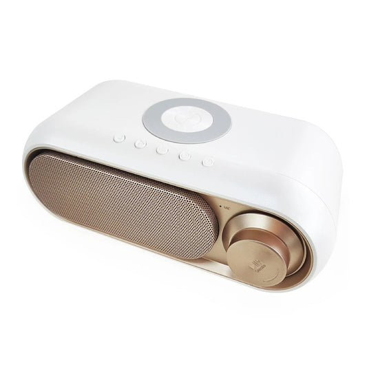 Bluetooth Speaker with 15W Wireless Charger Digital Alarm Clocks FM Radio Music Player (White)