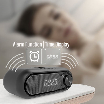 Bluetooth Speaker with 15W Wireless Charger Digital Alarm Clocks FM Radio Music Player (White)