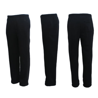 New Adult Mens Unisex Track Suit Fleece Lined Pants Sport Gym Work Casual Winter, Black, XL