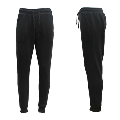 Mens Unisex Fleece Lined Sweat Track Pants Suit Casual Trackies Slim Cuff XS-6XL, Navy, M