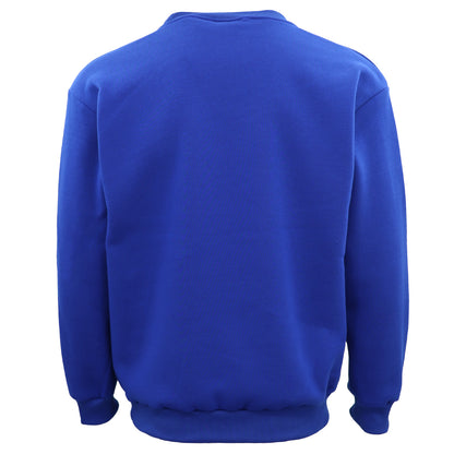 New Adult Unisex Plain Pullover Fleece Jumper Mens Long Sleeve Crew Neck Sweater, White, XL