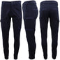 Men's Cargo Cotton Drill Work Pants UPF 50+ 13 Pockets Tradies Workwear Trousers, Navy, 36