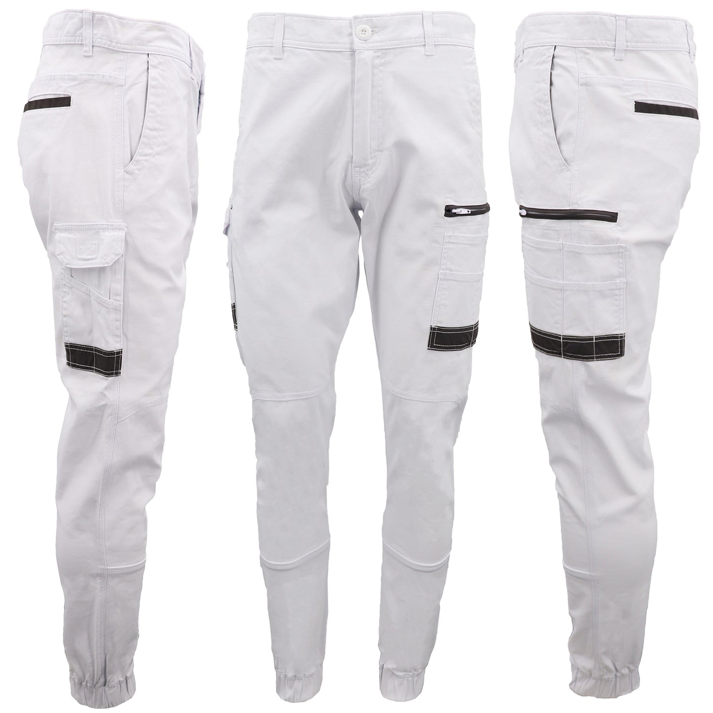 Men's Cargo Cotton Drill Work Pants UPF 50+ 13 Pockets Tradies Workwear Trousers, Navy, 36