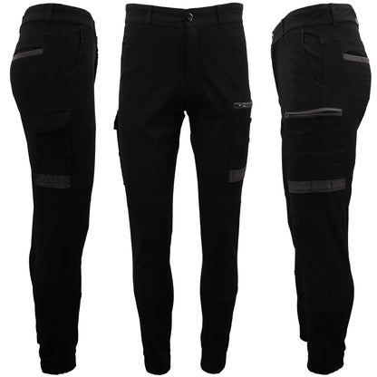 Men's Cargo Cotton Drill Work Pants UPF 50+ 13 Pockets Tradies Workwear Trousers, Navy, 38