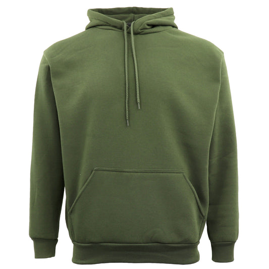 Adult Unisex Men's Basic Plain Hoodie Pullover Sweater Sweatshirt Jumper XS-8XL, Olive, 4XL