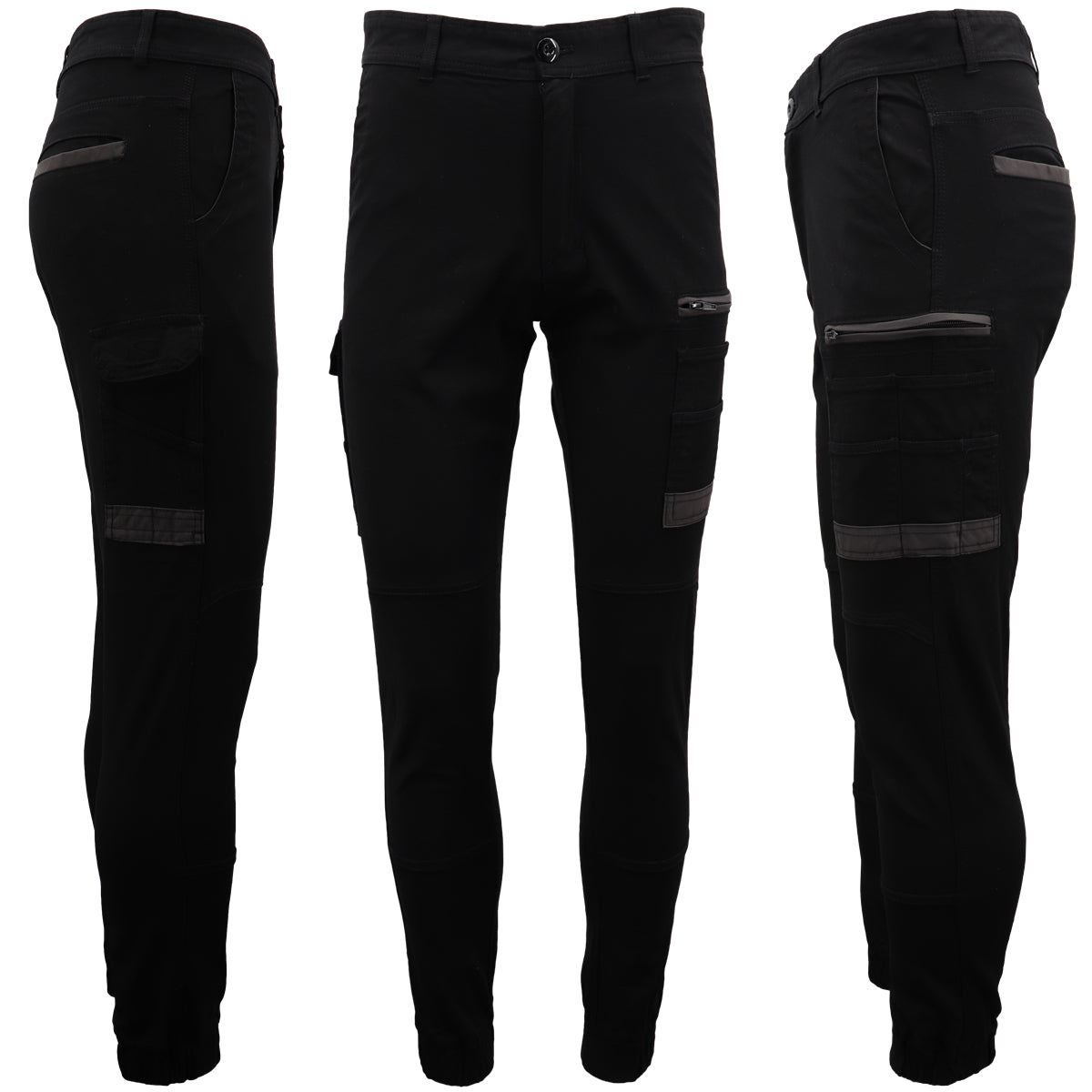 Men's Cargo Cotton Drill Work Pants UPF 50+ 13 Pockets Tradies Workwear Trousers, White, 34