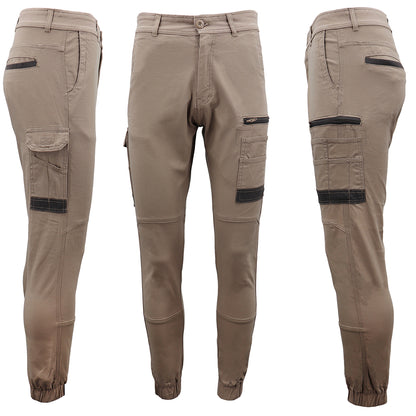 Men's Cargo Cotton Drill Work Pants UPF 50+ 13 Pockets Tradies Workwear Trousers, White, 34