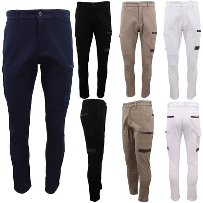 Men's Cotton Drill Cargo Work Pants UPF 50+ 13 Pockets Tradies Workwear Trousers, Khaki, 36