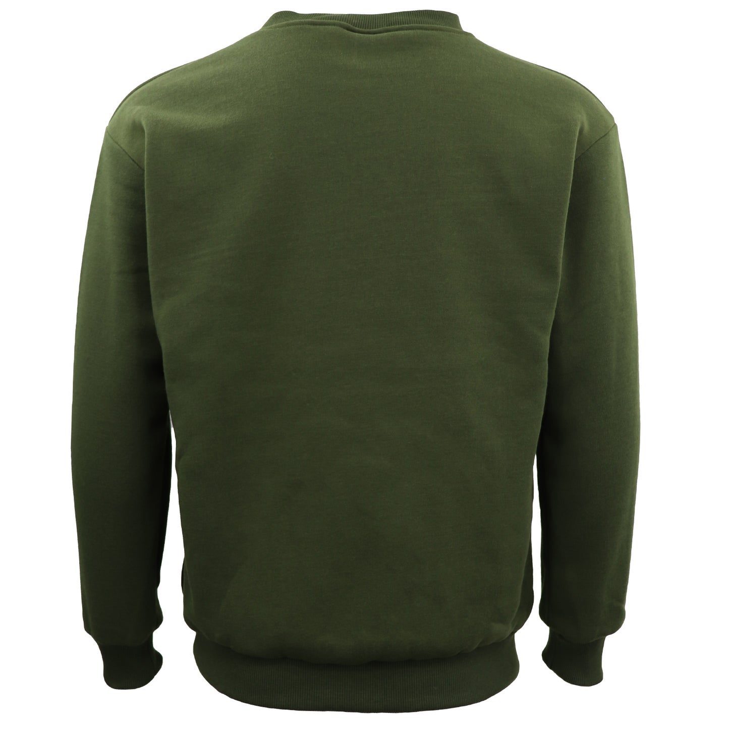 New Adult Unisex Plain Pullover Fleece Jumper Mens Long Sleeve Crew Neck Sweater, Olive, 4XL