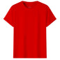 Adult 100% Cotton T-Shirt Unisex Men's Basic Plain Blank Crew Tee Tops Shirts, Red, 3XL