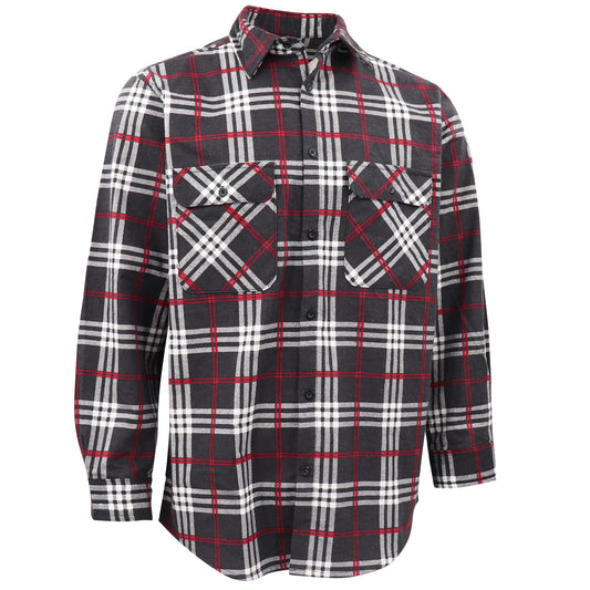 Men's 100% Cotton Flannelette Shirt Long Sleeve Plaid Check Flannel w Pockets, Shadow Glen Plaid, M