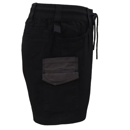 Mens Cargo Cotton Work Shorts 10 Pockets Tradies Utility Pants Workwear Trousers, Black, 30