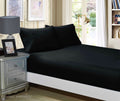 1000TC Ultra Soft Fitted Sheet & Pillowcase Set - King Single Size Bed - Black