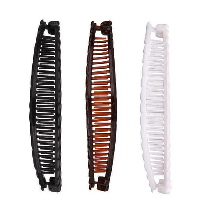 5X Hair Ponytail Holder Banana Clips Plastic Black Claw Comb Clip Multipurpose - Black