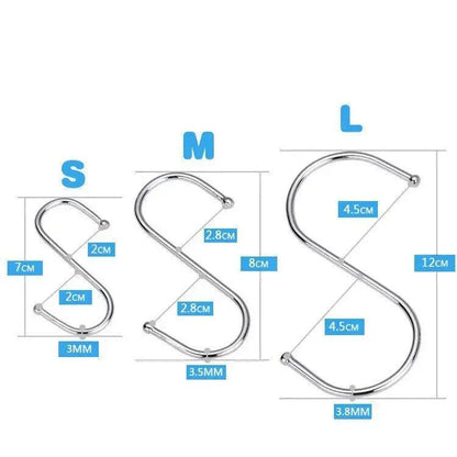 12cm Stainless Steel S Shape Hooks Kitchen Hanger Rack Clothes Hanging Plant Holders - 20PCS