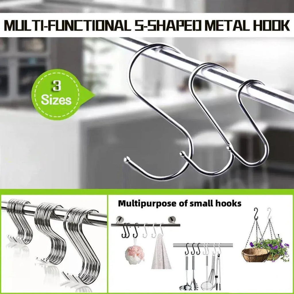 12cm Stainless Steel S Shape Hooks Kitchen Hanger Rack Clothes Hanging Plant Holders - 10PCS