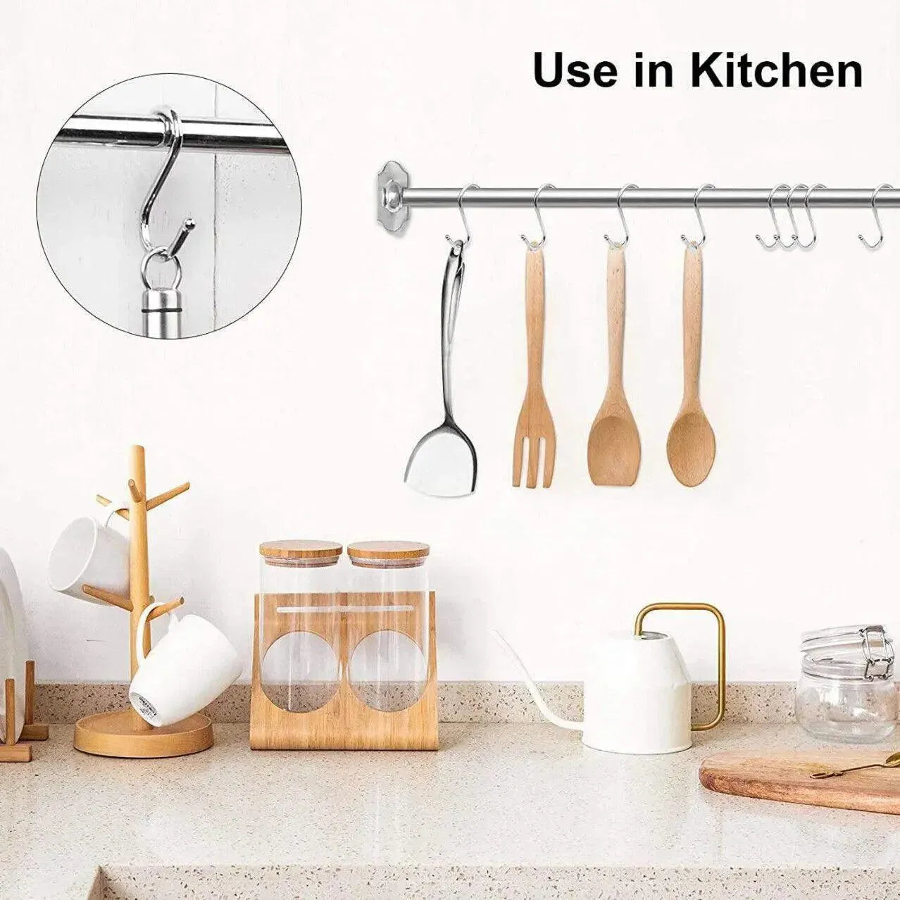 12cm Stainless Steel S Shape Hooks Kitchen Hanger Rack Clothes Hanging Plant Holders - 10PCS