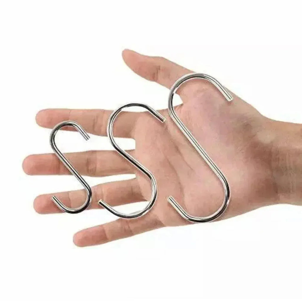 12cm Stainless Steel S Shape Hooks Kitchen Hanger Rack Clothes Hanging Plant Holders - 10PCS