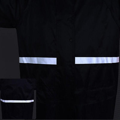 Unisex Waterproof Raincoat 2XL Size Lightweight Hooded Long Work Outdoor Overcoat - Navy