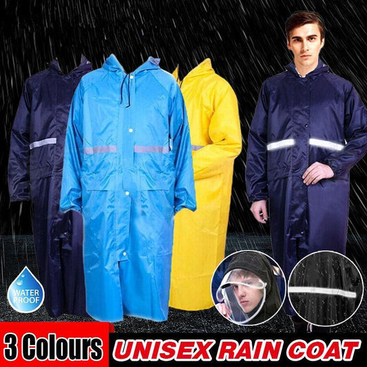 Unisex Waterproof Raincoat XL Size Lightweight Hooded Long Work Outdoor Overcoat - Yellow