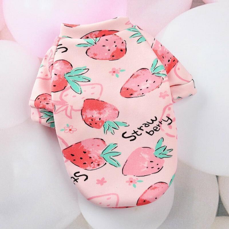 L Size Cute Pet Dog Warm Jumper Sweater Clothes Puppy Cat Knitwear Knitted Coats Winter - Pink Strawberry