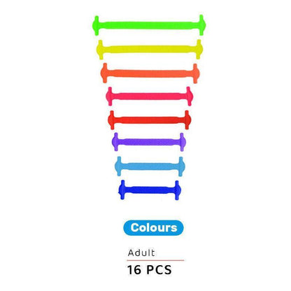 No Tie Elastic Silicone Shoe Laces 16PCS Shoelaces for Sneakers and Runners - Orange 16PCS