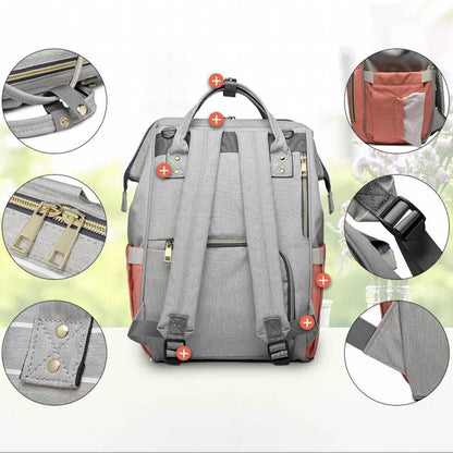 Luxury Multifunctional Diaper Nappy Backpack Maternity Mummy Changing Bag - Light Gray