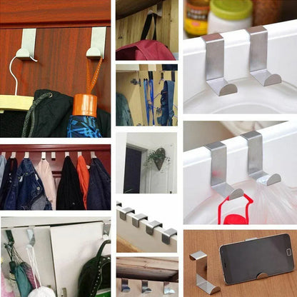 4X/6X Over Door Hooks Hanger Holder Stainless Steel Cabinet Organizer Clothes 4.5cm - 6 PCS