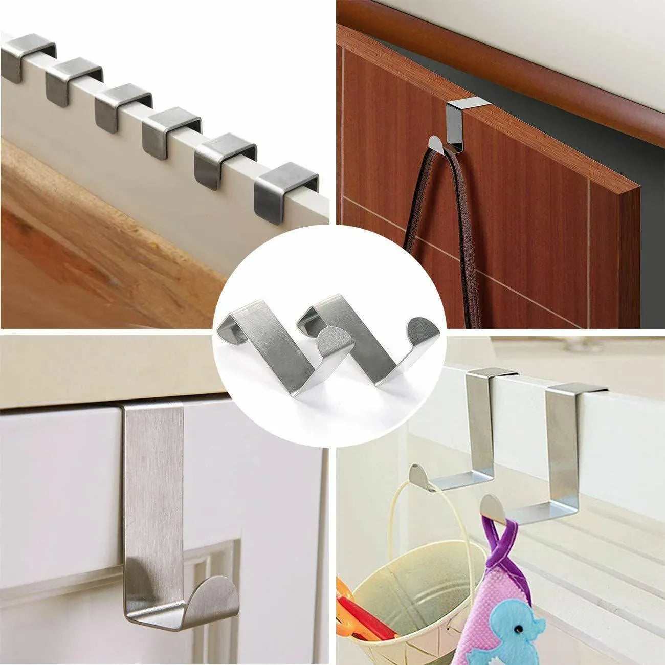 4X/6X Over Door Hooks Hanger Holder Stainless Steel Cabinet Organizer Clothes 4.5cm - 6 PCS