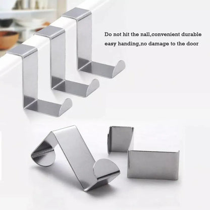 4X/6X Over Door Hooks Hanger Holder Stainless Steel Cabinet Organizer Clothes 4.5cm - 6 PCS