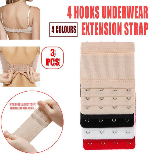 4 Hooks Underwear Extension Bra Buckle Bra Extender Hook Brassiere Strap - Black