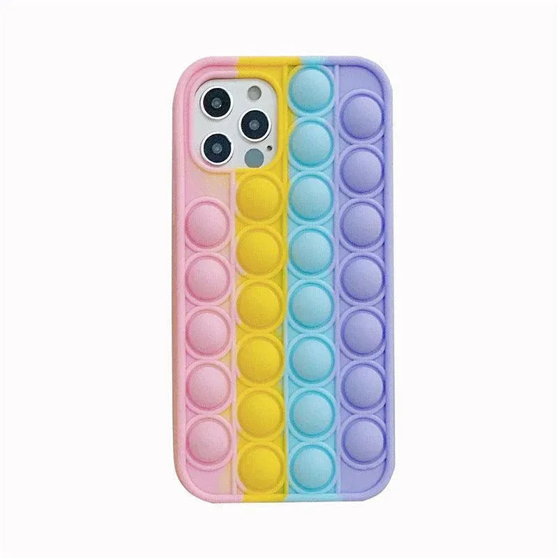 Rainbow Pop Fidget Toys Push It Bubble Phone Case For iPhone 7 8 Plus X XR 11 12 Pro Max - iPhone 13ProMAX