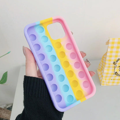 Rainbow Pop Fidget Toys Push It Bubble Phone Case For iPhone 7 8 Plus X XR 11 12 Pro Max - iPhone 13ProMAX