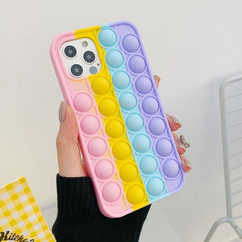 Rainbow Pop Fidget Toys Push It Bubble Phone Case For iPhone 7 8 Plus X XR 11 12 Pro Max - iPhone XR