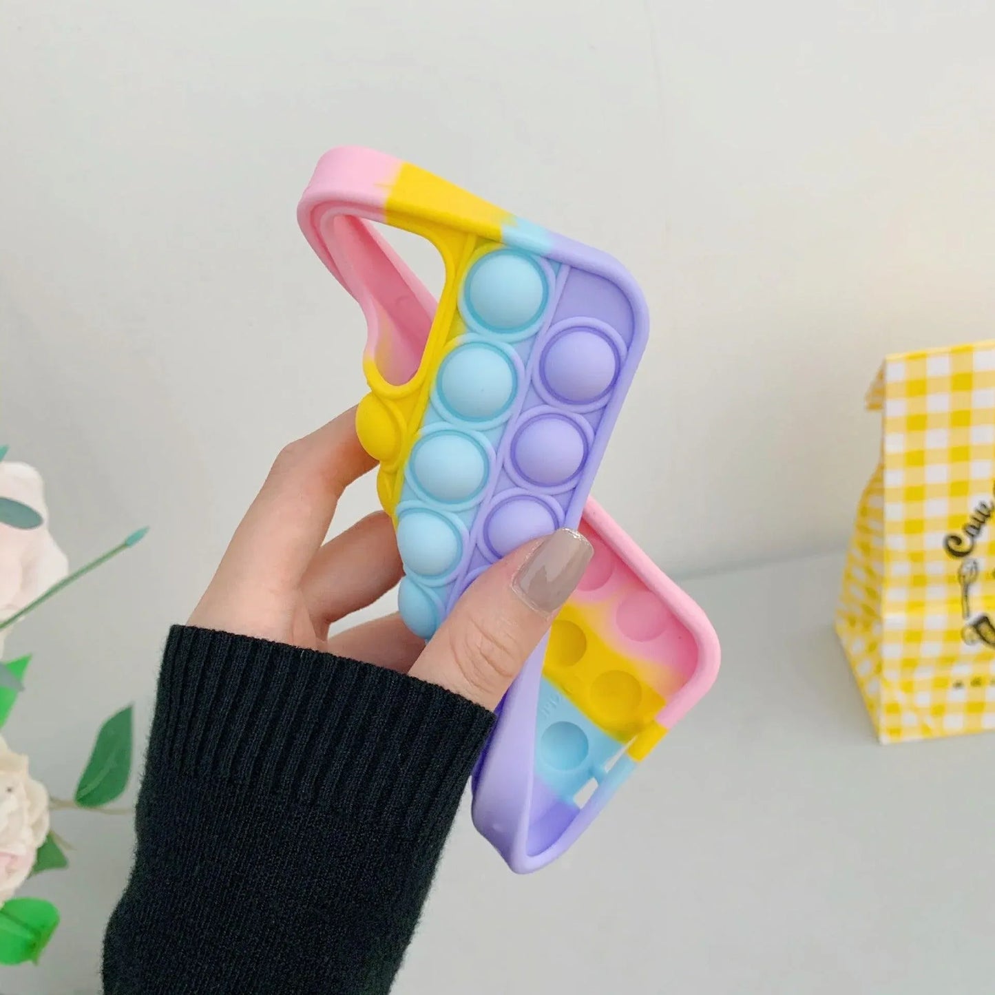 Rainbow Pop Fidget Toys Push It Bubble Phone Case For iPhone 7 8 Plus X XR 11 12 Pro Max - iPhone XR