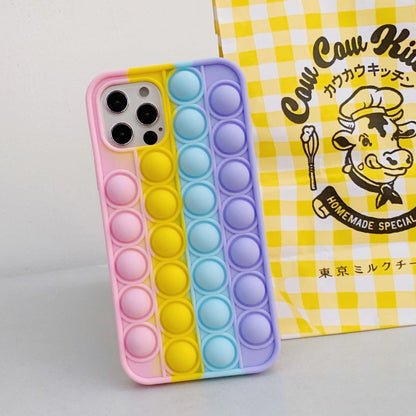 Rainbow Pop Fidget Toys Push It Bubble Phone Case For iPhone 7 8 Plus X XR 11 12 Pro Max - iPhone 11Pro