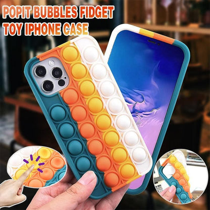 Blue-White Pop Fidget Toys Push It Bubble Phone Case For Iphone - iPhone X/XS