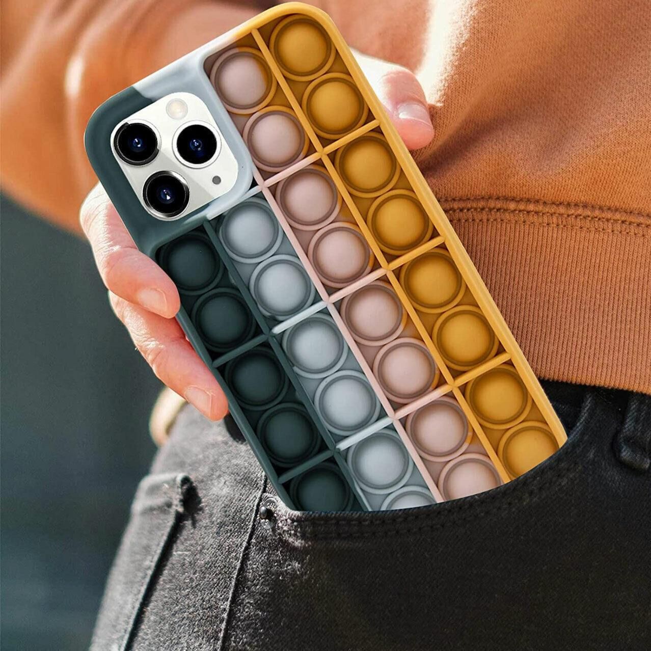 Blue-White Pop Fidget Toys Push It Bubble Phone Case For Iphone - iPhone X/XS