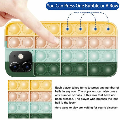 Blue-White Pop Fidget Toys Push It Bubble Phone Case For Iphone - iPhone X/XS