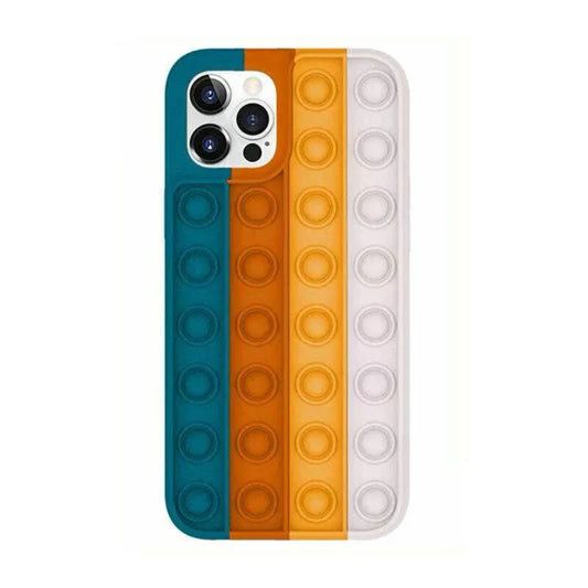 Blue-White Pop Fidget Toys Push It Bubble Phone Case For Iphone - iPhone 12Pro