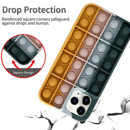 Blue-White Pop Fidget Toys Push It Bubble Phone Case For Iphone - iPhone 12Pro