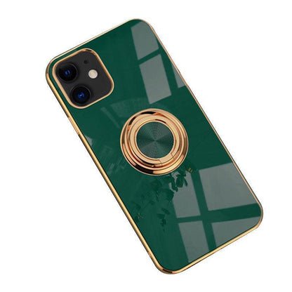 Dark Green Luxury Shockproof Silicone Ring Case Stand Cover for iPhone 14 13 12 Pro Max - iPhone XR