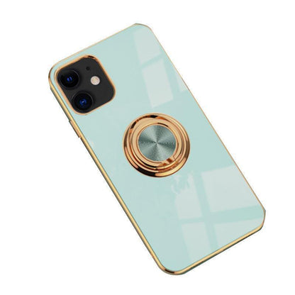 Light Cyan Luxury Shockproof Silicone Ring Case Stand Cover for iPhone 14 13 12 Pro Max - iPhone 14 Pro