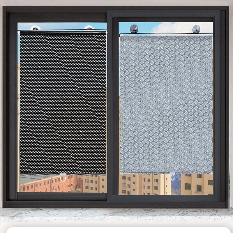 Silver Roller Blinds Suction Cup Sunshade Blackout Curtains Car Home Window Curtains - 45 X 125 CM