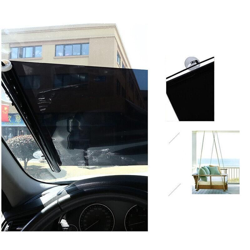 Silver Roller Blinds Suction Cup Sunshade Blackout Curtains Car Home Window Curtains - 45 X 125 CM