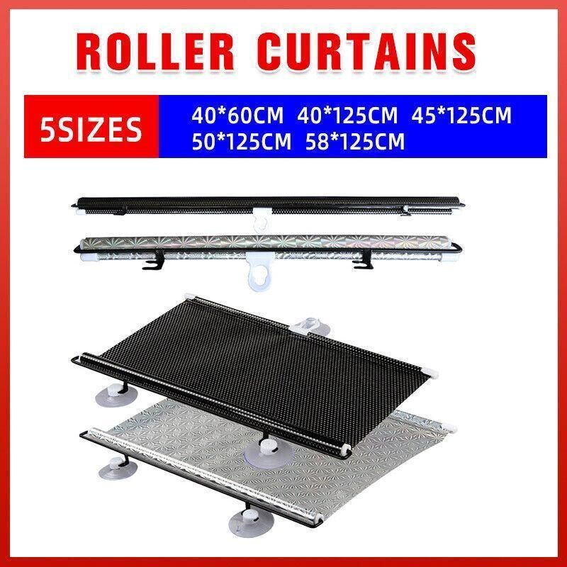 Silver Roller Blinds Suction Cup Sunshade Blackout Curtains Car Home Window Curtains - 40 X 60 CM