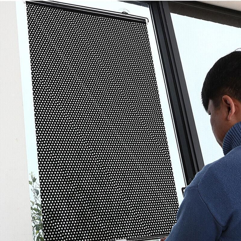 Silver Roller Blinds Suction Cup Sunshade Blackout Curtains Car Home Window Curtains - 40 X 60 CM